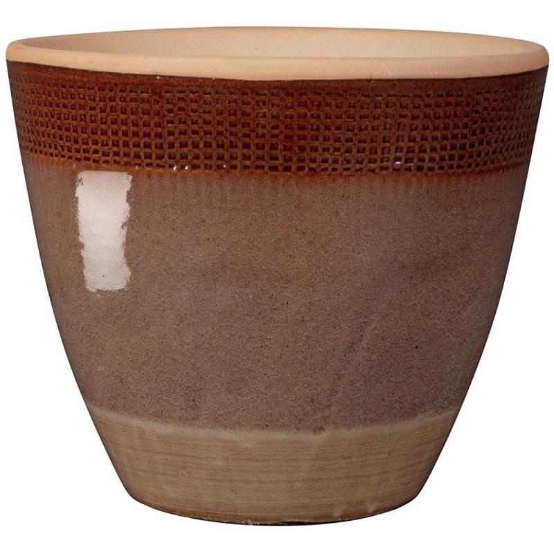 SHADOW Pot - 12386enen - Set/5 sizes Hand-made glazed pot, frost resistent,with hole, Hand finished