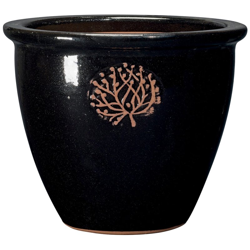 TREE OF LIFE Pot - 12541enen - set/4 sizes Glazed pot, frost resistant, Hand finished, with hole
