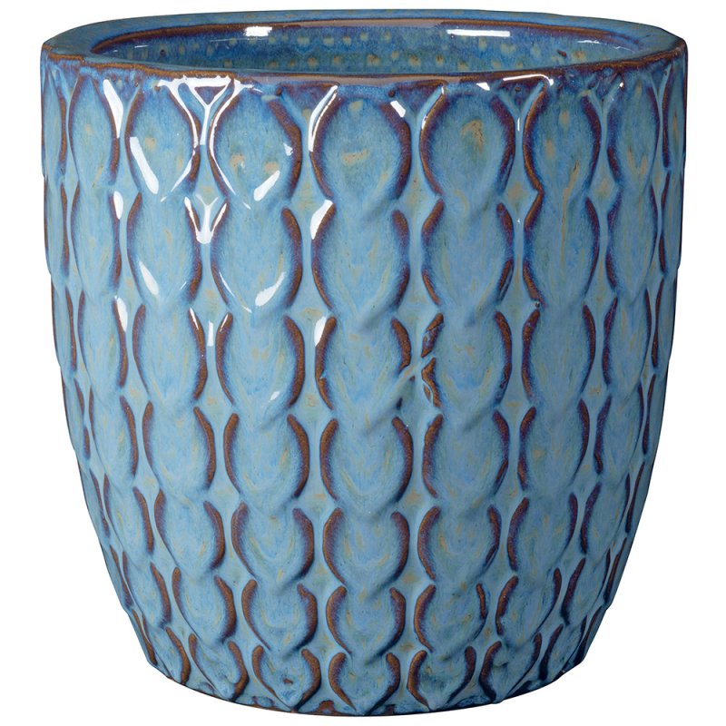 SCALE Pot - 12596enen - set/4 sizes Glazed pot, frost resistant, with hole, Hand finished